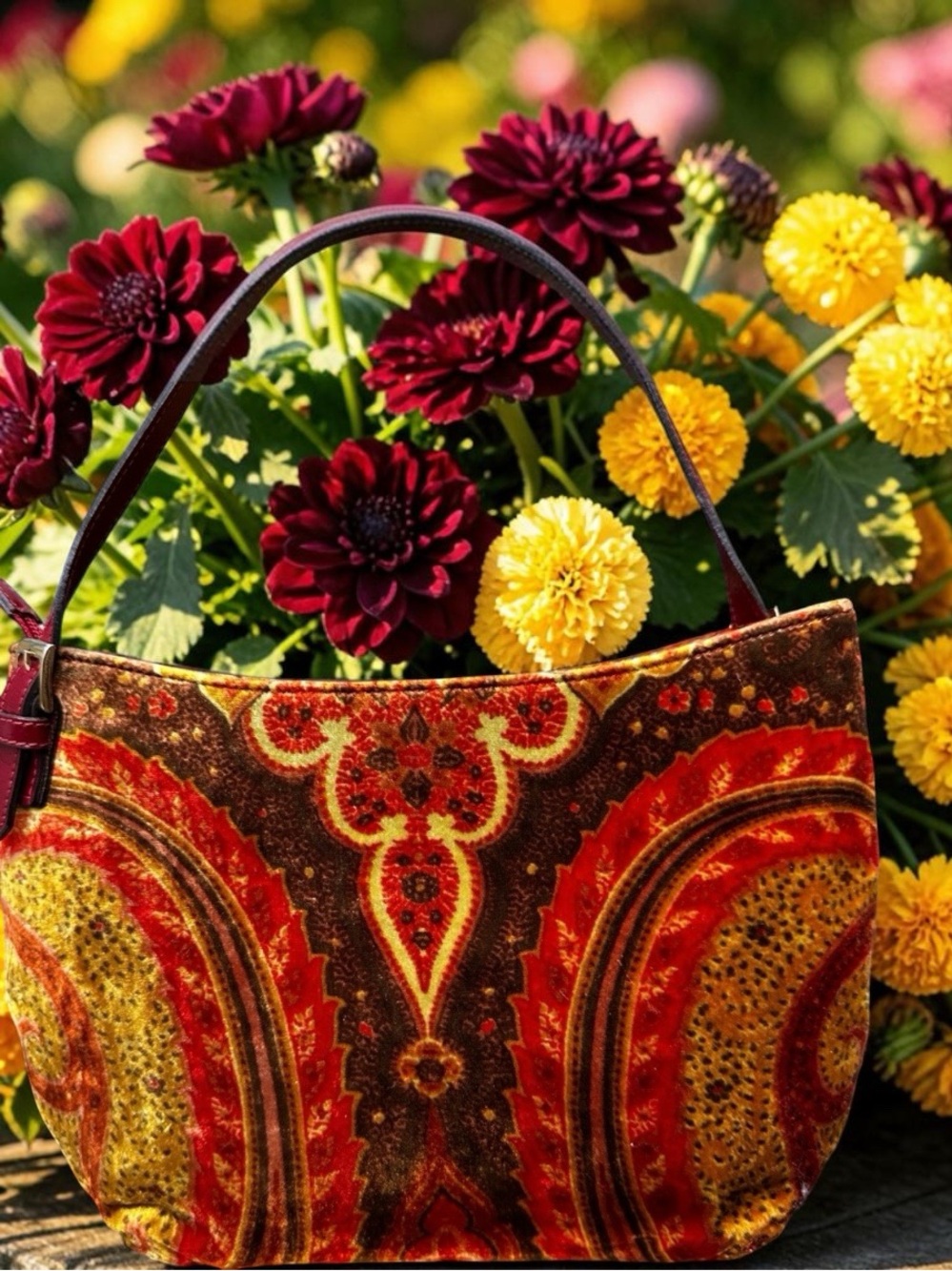 ETRO Milano Y2K vintage velvet paisley bag made in Italy w COA and dust bag